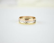 Load image into Gallery viewer, Authentic 14K Tri-Color Gold D/C Band Ring
