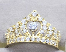 Load image into Gallery viewer, 10K Yellow Gold Heart Crown with CZ Ring
