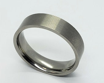 Flat Titanium Beveled Edges Brushed Finish Wedding Band Ring