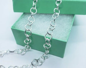 925 Sterling Silver Circle Link Cable Chain 6.9mm