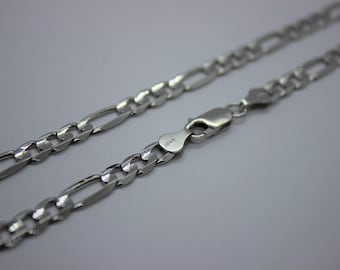 Authentic 14K Solid White Gold Figaro Necklace Bracelet Chain