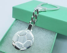 Load image into Gallery viewer, 925 Sterling Silver Soccer Ball Football Keychain Keyring
