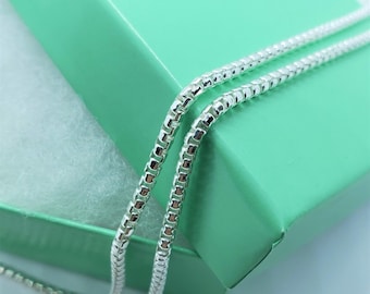 925 Sterling Silver Round Box 2mm Necklace Chain