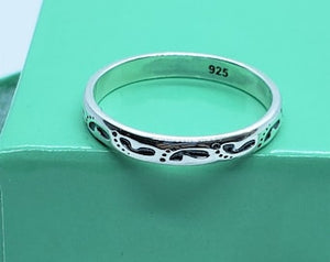 925 Sterling Silver Footprints Stackable Ring