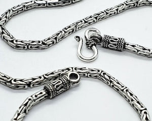 925 Sterling Silver 2.5mm Round Antiqued Finish Byzantine Chain