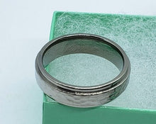 Load image into Gallery viewer, Titanium Hammered Ring Band with Beveled Edges
