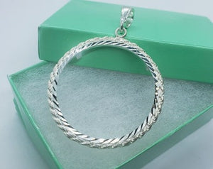 925 Sterling Silver Eagle Rope Bezel for 41mm Coins 1oz Dollar Coin