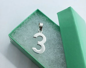 925 Sterling Silver Number 3 Pendant Charm with/out Chain