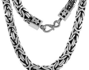 925 Sterling Silver 10mm Round Antiqued Finish Byzantine Chain