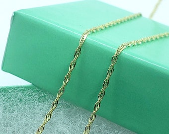 Authentic 10K Solid Yellow Gold 1mm Singapore Chain Necklace