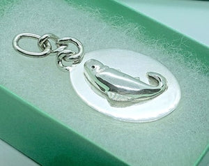 925 Sterling Silver Oval Fish Pendant Tag Key Ring