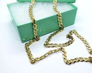 14K Solid Yellow Gold 4.6mm Concave Mariner Chain Necklace