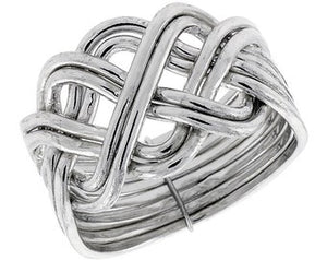 925 Sterling Silver 8 Piece Braided Celtic Loop Design Puzzle Ring