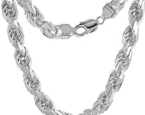 925 Sterling Silver Solid Rope Diamond Cut D/C Necklace Bracelet Chain 9mm