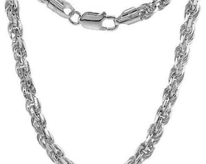 925 Sterling Silver Solid Rope Diamond Cut D/C Necklace Bracelet Chain 7mm