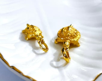 24K Solid Yellow Gold Korean Don Turtle Pendant for Baby Birthday