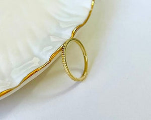 14K Solid Gold Handmade Thin Coin Edges Ring Band