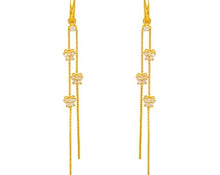 Load image into Gallery viewer, 14K Yellow White Gold Fancy 3 Hanging Butterflies Dangling Earrings with CZ
