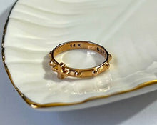 Load image into Gallery viewer, 14K Solid Gold Handmade Cross and Dots Ring Band
