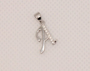 925 Sterling Silver Calligraphy with CZ Initial Pendant