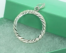 Load image into Gallery viewer, 925 Sterling Silver Rope Edge Diamond Cut Nickel 22mm Coins Prong Back Bezel
