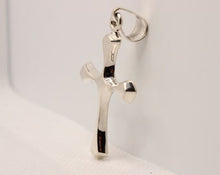 Load image into Gallery viewer, 925 Sterling Silver Skinny Beveled Edge Rhombus Shape Cross Pendant 38mm
