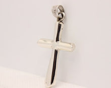 Load image into Gallery viewer, 925 Sterling Silver Beveled Edge Semi-Cylinder Cross Pendant
