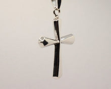 Load image into Gallery viewer, 925 Sterling Silver Simple Beveled Edge Rhombus Shape Cross Pendant
