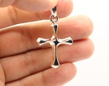 Load image into Gallery viewer, 925 Sterling Silver Skinny Beveled Edge Rhombus Shape Cross Pendant 28.3mm
