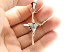 Load image into Gallery viewer, 925 Sterling Silver Wire Wrapped Cylindrical Cross Pendant 41mm
