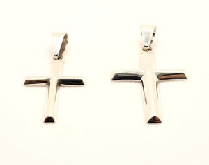 925 Sterling Silver Smooth Simple Beveled Edge Cross Pendant