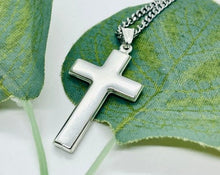 Load image into Gallery viewer, 925 Sterling Silver Simple Cross 1.1 Inch Pendant
