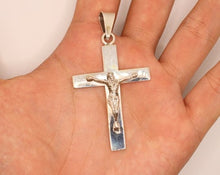 Load image into Gallery viewer, 925 Sterling Silver Plain Simple Flat Christian Crucifix Cross 49mm Pendant
