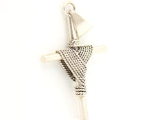 Load image into Gallery viewer, 925 Sterling Silver Rope Wrapped Cylindrical Cross Pendant
