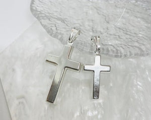 925 Sterling Silver Simple Thick Cross Pendant 21.7mm OR 29mm