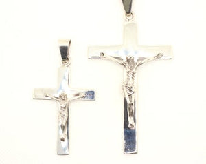 925 Sterling Silver Simple Flat Crucifix Cross Pendant