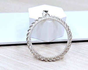 925 Sterling Silver Dotted Edge with Actual Rope Edge for 30mm Coin Bezel