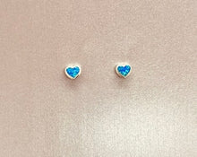 Load image into Gallery viewer, Sterling Silver Synthetic Opal Stud Heart Earrings
