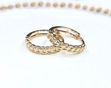 Load image into Gallery viewer, 14K Yellow Gold Cuban Link Huggies Hoop Earrings
