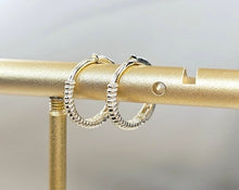 Load image into Gallery viewer, 14K Yellow Gold Rope Lined Huggies Hoop Earrings
