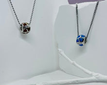 Load image into Gallery viewer, Sterling Silver Synthetic Opal Ball Blue Or Red Pendant Charm
