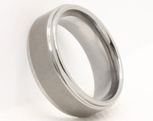 Tungsten Carbide Flat Center Satin Finish Recessed Edges Wedding Band Ring 8mm