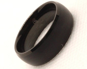 Tungsten Carbide Smooth Black Brushed Finish Beveled Edges Wedding Band Ring 8mm