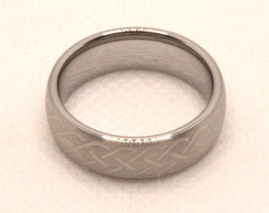 Tungsten Carbide Domed Etched Celtic Knot Brushed Finish Wedding Band Ring 8mm