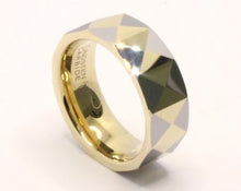 Load image into Gallery viewer, Tungsten Carbide Yellow Faceted Domed Pyramid Pattern Wedding Band Ring 8mm
