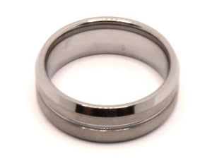 Tungsten Carbide Grooved Center Satin Finish Beveled Edges Wedding Band Ring 8mm