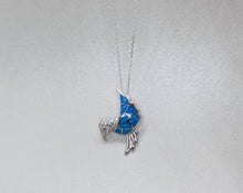 Load image into Gallery viewer, Sterling Silver Synthetic Opal Hummingbird Pendant
