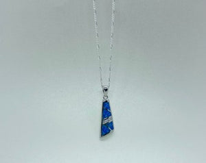 Sterling Silver Synthetic Opal Trapezoid Pendant