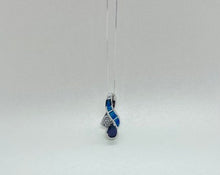 Load image into Gallery viewer, Sterling Silver Synthetic Opal Ribbon Pendant
