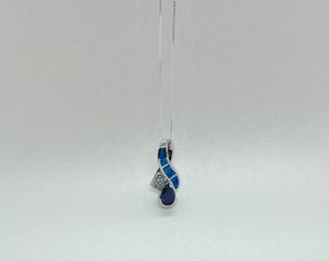 Sterling Silver Synthetic Opal Ribbon Pendant